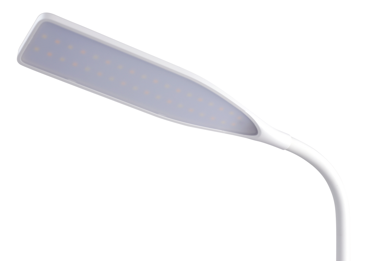 LED-skrivebordslampe med trådløs lading – dimbar, 3 lysfarger, hvit