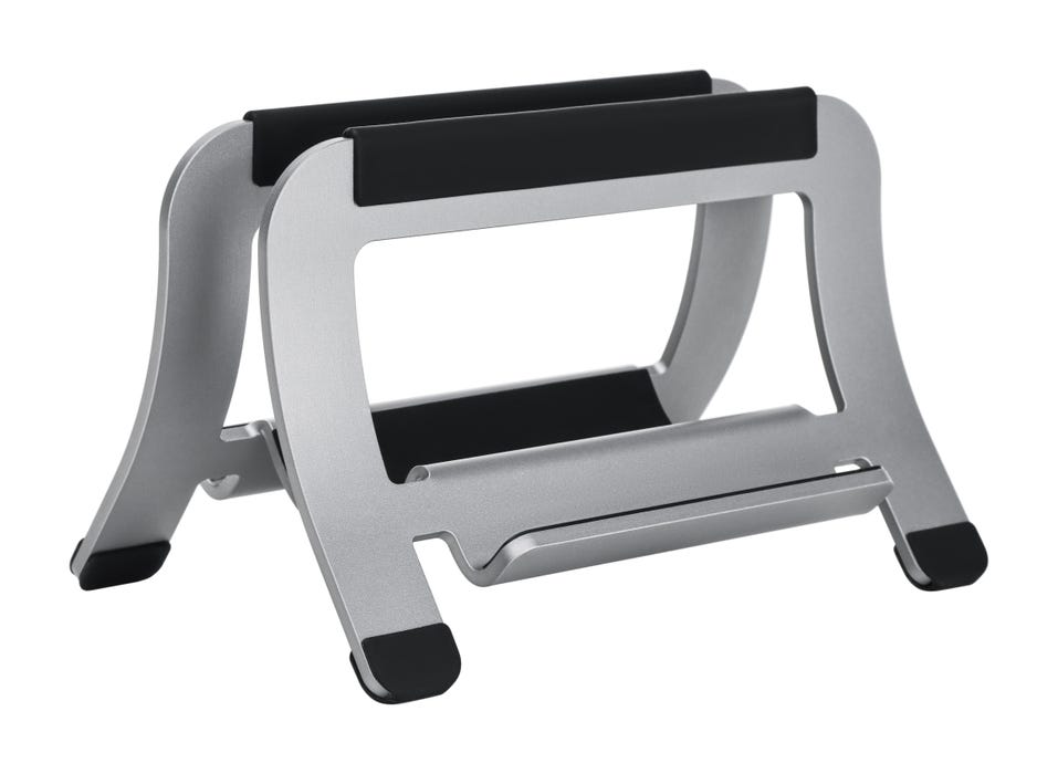 Vertikalt oppbevaringsstativ for laptop i aluminium